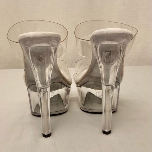 Ellie Stripper Dancer Heels Shoes 6” Double Strap Transparent Clear Women’s Sz 8 - Picture 5 of 11